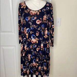 3/4 Sleeve Flowy Floral Dress